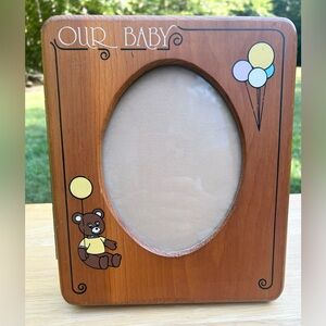 VTG 1983 Sunset Time Inc “OUR BABY” 5x7‎ Picture Frame Photo Album Wooden READ